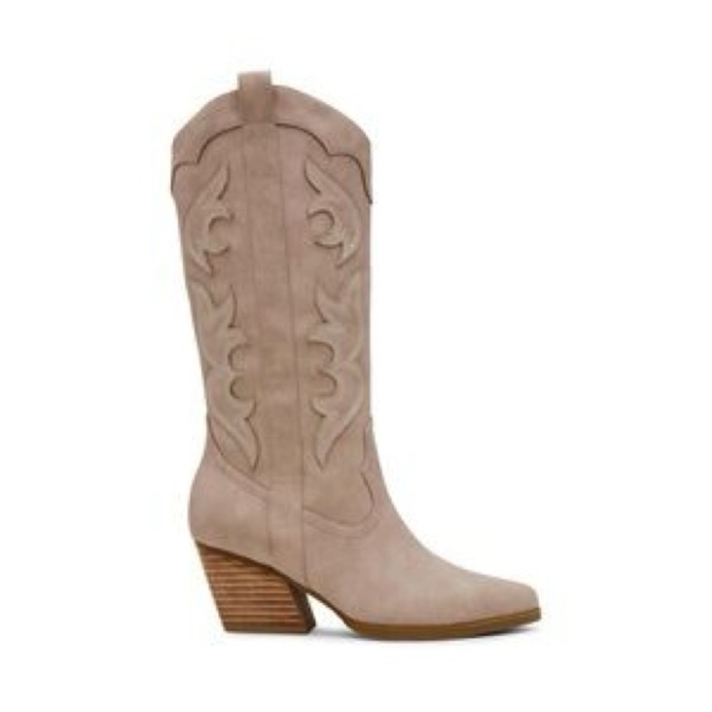 *DOLCE VITA* Cream Heeled Pointed Toe Western Cowboy Boots Size 7.5